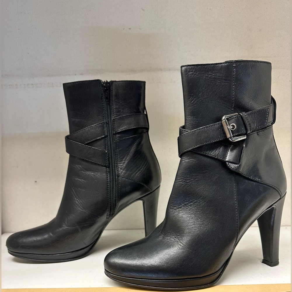 Sesto Meucci high heel black leather women boots size 8M made in Italy